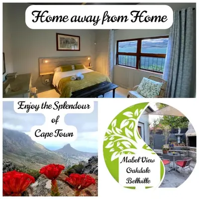 a collage of pictures of a room with a bed and flowers at Mabel View in Cape Town