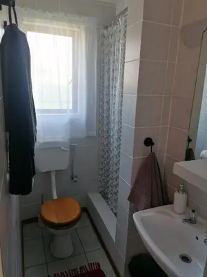 a small bathroom with a toilet and a sink at HARTSRUS in Kleinmond