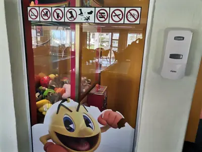 a video game exhibit of a cartoon character in a room at Beach Club 47 Hermanus in Hermanus