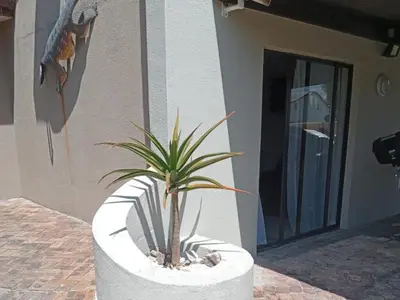 a plant in a concrete planter in front of a building at Gizelle in Cape Town