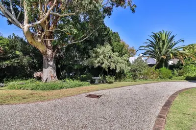 a gravel road with a tree in the middle at Barford Haven in Hermanus