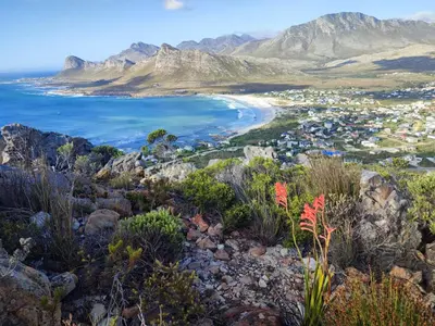 a view of cape town from the top of a mountain at Prinia on Peak in Pringle Bay in Pringle Bay