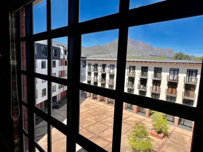 a view from a window of an apartment building at Ben's Apartment in Stellenbosch
