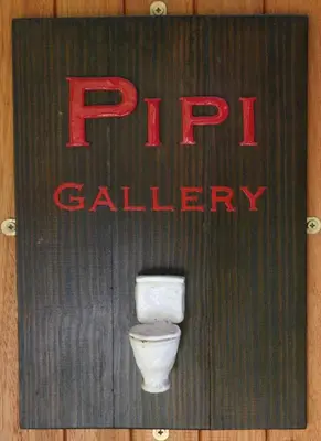 a sign that says fire gallery with a toilet at PONDOKKIE in Greyton