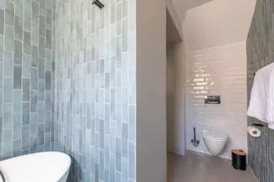 a bathroom with a sink and a toilet in it at Franschhoek Colours in Franschhoek