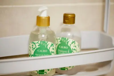 two bottles of laundry detergent sitting on a shelf at The Rondebosch Views in Cape Town