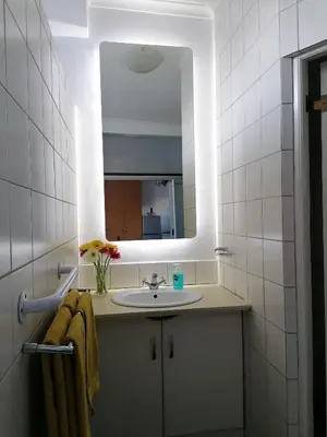 a bathroom with a sink and a mirror at The Broad Place in Worcester