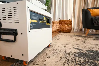 a machine sitting on a rug next to a chair at 309 on Titanium in Cape Town