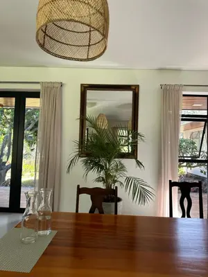 a dining room with a table and a potted plant at Somer House Guest Suites in Somerset West