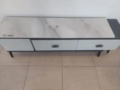 a white cabinet with a glass top on a floor at KK Guesthouse in Cape Town