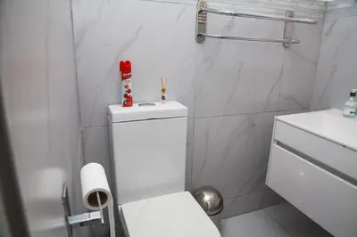 a white bathroom with a toilet and a sink at Luxurious Flatlet in the heart of Mowbray in Cape Town
