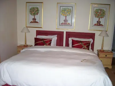 a bedroom with a large white bed with two lamps at Diemersfontein Wine & Country Estate in Wellington