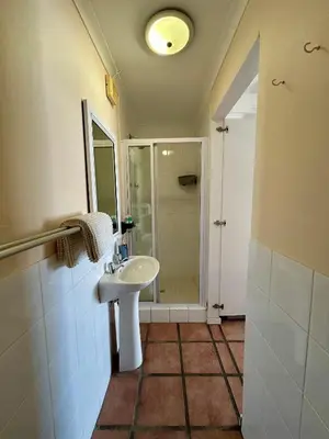 a bathroom with a sink and a shower at The Loft House in Cape Town