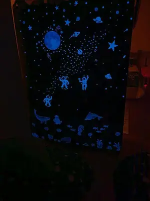 a starry night wall mural in a childs room at A Jungle House in Somerset West