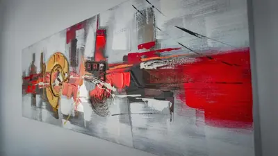 a painting of a train on a wall at Frangipani House in Goodwood