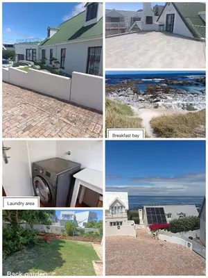 a collage of pictures of houses and a beach at Hes Se Gang family home,in Vermont in Hermanus