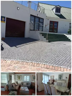 two pictures of a house with a garage at Hes Se Gang family home,in Vermont in Hermanus