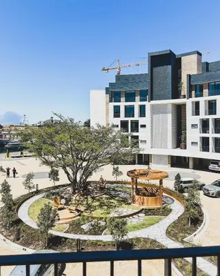 a view of a park in front of a building at Love on Park by Dajosha bookings in Cape Town