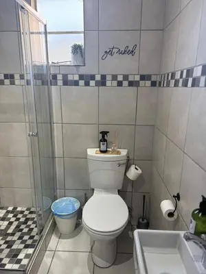 a bathroom with a toilet and a sink at The Protea & Vine - Paarl - Self Catering Apartment in Paarl