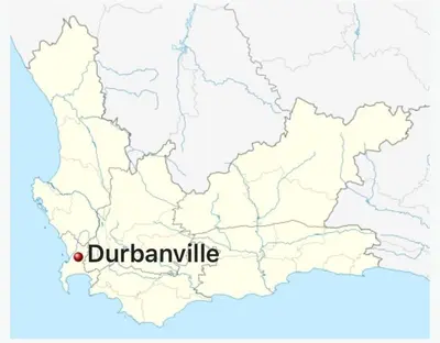 a map of durbanville with a marker at Lelani Self Catering Cape Town in Oakdale