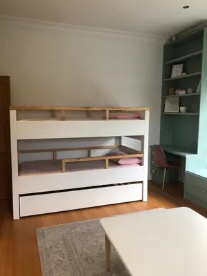a white bunk bed in a room with a table at Spacious Modern Home, Paarl Winelands in Paarl