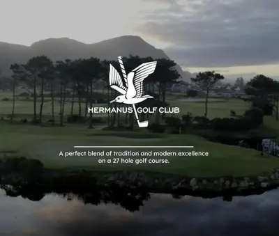 a sign for the hermantm golf club with a bird at Stunning Home in Hermanus Town Centre in Hermanus