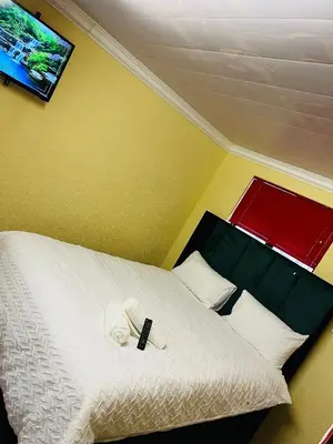 a bedroom with a bed with a remote control on it at AFRICAN HAVEN GUEST HOUSE BnB GOODWOOD in Cape Town