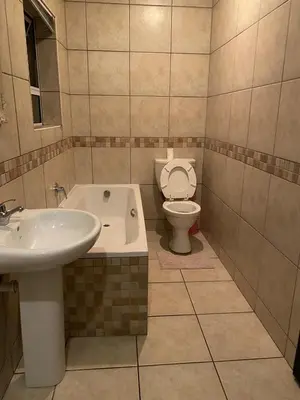 a bathroom with a sink and a toilet and a tub at Ludiz guest house in Parow