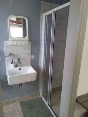 a bathroom with a sink and a mirror at Camdene Guesthouse in Cape Town
