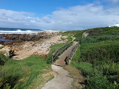 a path leading to a beach with the ocean at Beautifully Sea View Escape Vermont 5 bedrooms in Hermanus