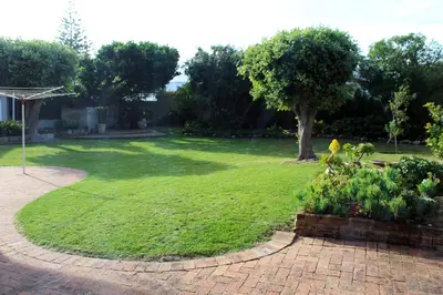 a lawn with a tree in a yard at Grace Haven Self Catering in Hermanus