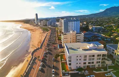 an aerial view of a beach and the ocean at Views Views and more Views Stunning 2 bed Apartment in Strand