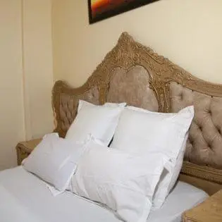 a bed with white pillows on top of it at Harmony Lodge in Elsiesrivier