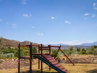 a playground with a slide in a field at Rivergrace Farm in Robertson