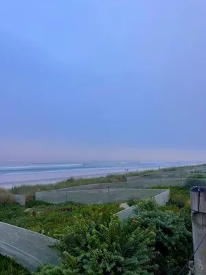 a view of the beach and the ocean at Cosy Flat Steps from the Beach in Cape Town