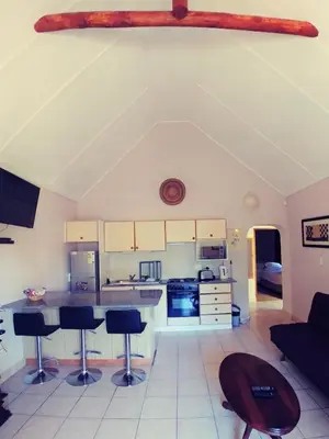 a kitchen with a table and chairs in a room at Winelands Villa Guesthouse and Cottages in Somerset West