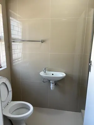 a bathroom with a toilet and a sink at Joy House in Cape Town