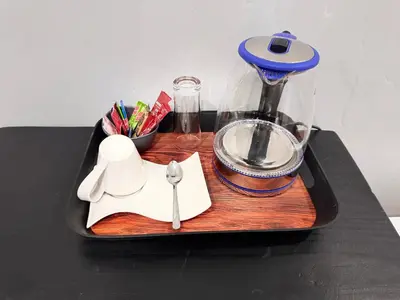 a tray with a blender on a table at HavenTrust Guest house in Goodwood