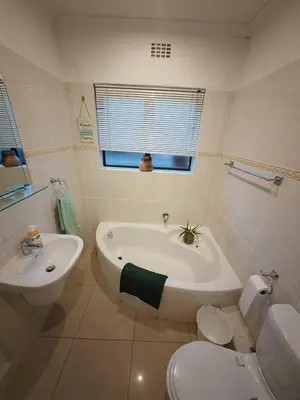 a bathroom with a tub and a toilet and a sink at The Palm's on Pastorie in Pniel