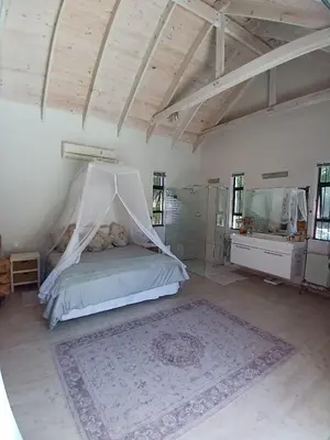 a bedroom with a bed with a mosquito net at Spacious Family Home - Windsor Retreats in Somerset West