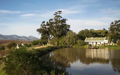a house next to a river with a house at Beaumont Family Wines in Botrivier
