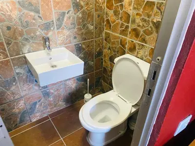 a bathroom with a toilet and a sink at Prince Adina Guesthouse in Tiervlei