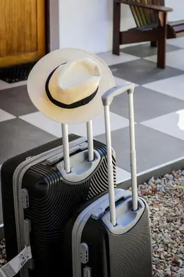 a hat sitting on top of two pieces of luggage at Palm La Vie in Worcester