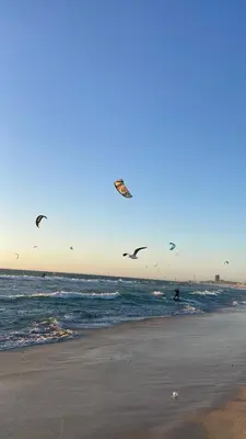 a group of kites flying over the beach at Delightful Retreat in Parklands,Cape Farms,Cape Town in Cape Town