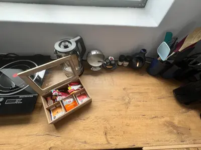 a corner of a room with a small drawer of food at Pelikaan 5 in Stellenbosch