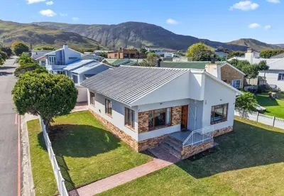 an aerial view of a house in a suburb at Sea view holiday home in Kleinmond