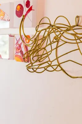 a pile of gold wire sitting on top of a table at Skyview Manor in Stellenbosch