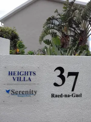a sign in front of a house with the number at Hermanus Heights Villa in Hermanus