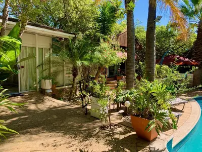 a house with a swimming pool and some plants at The Little Hideaway Guesthouse in Stellenbosch