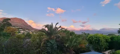 a view of a mountain with palm trees and a city at SomerZicht Guest House in Somerset West